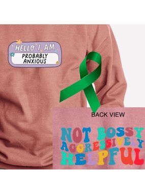 Anxious mental health graphic crewneck raglan pullover sweatshirt size large